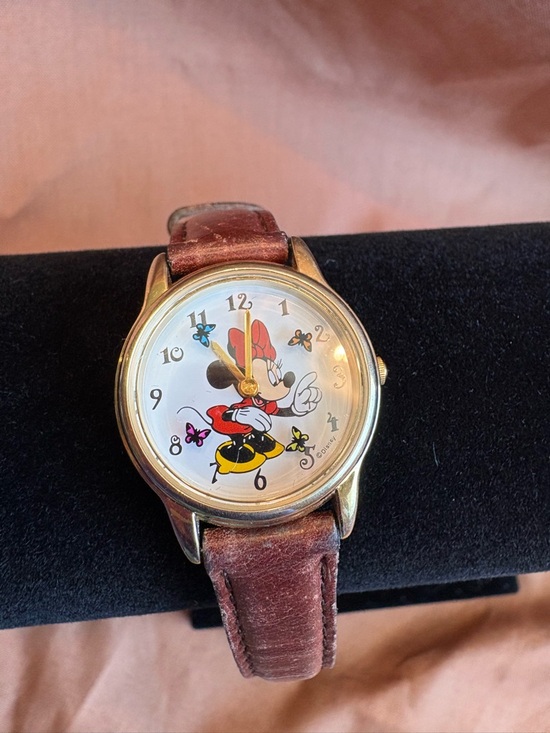 Vintage Disney Minnie Mouse Children Vintage Disney Minnie Mouse Watch Brown Leather Strap